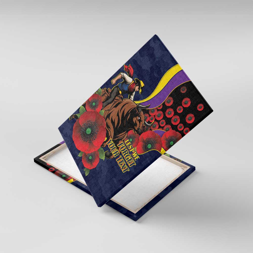 North Queensland Cowboys ANZAC Personalised Canvas Wall Art Lest We Forget Poppy Camo