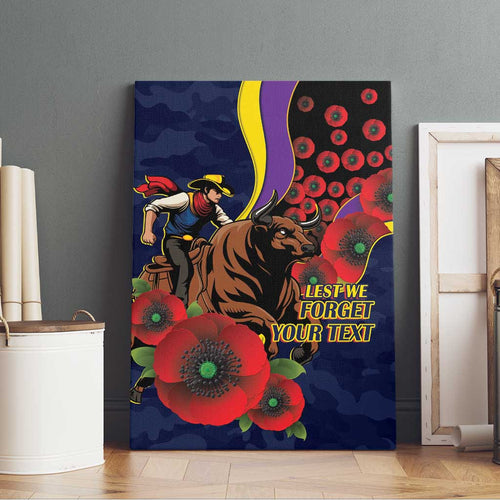 North Queensland Cowboys ANZAC Personalised Canvas Wall Art Lest We Forget Poppy Camo