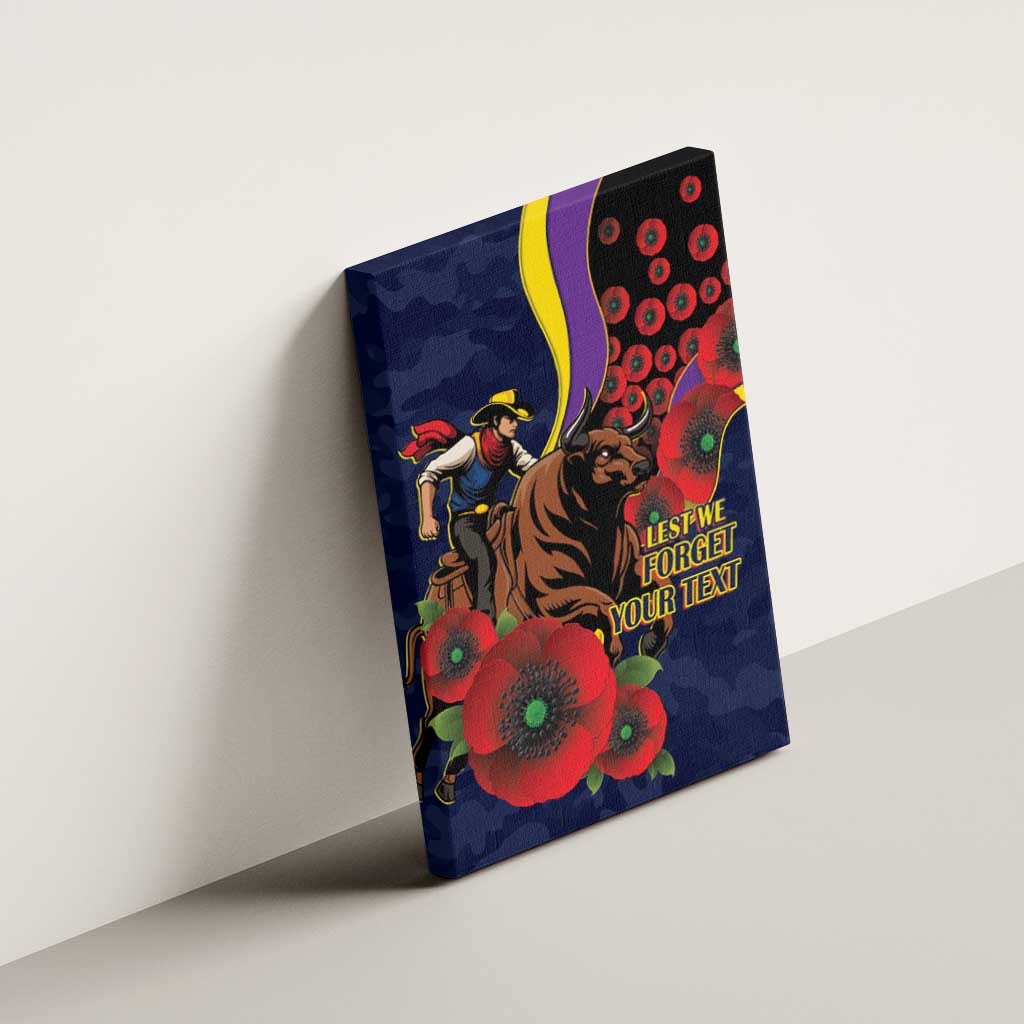 North Queensland Cowboys ANZAC Personalised Canvas Wall Art Lest We Forget Poppy Camo