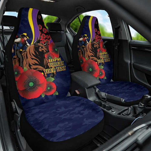 North Queensland Cowboys ANZAC Personalised Car Seat Cover Lest We Forget Poppy Camo