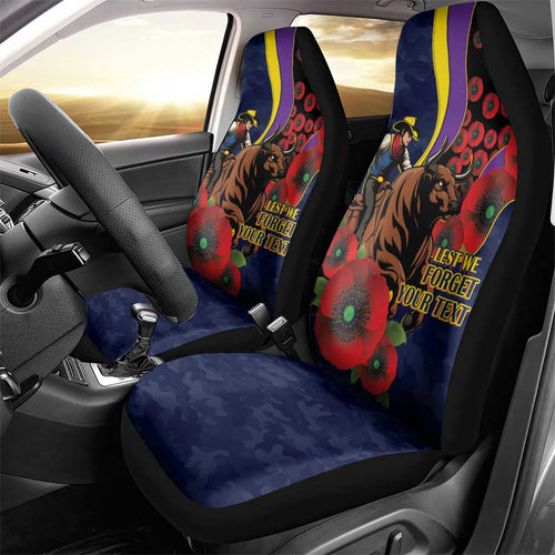 North Queensland Cowboys ANZAC Personalised Car Seat Cover Lest We Forget Poppy Camo