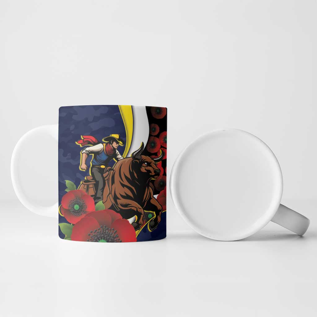 North Queensland Cowboys ANZAC Personalised Ceramic Mug Lest We Forget Poppy Camo