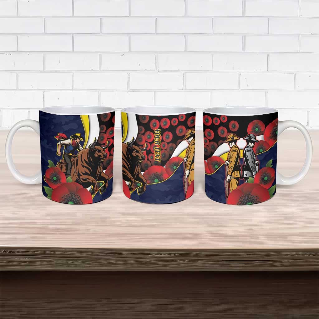 North Queensland Cowboys ANZAC Personalised Ceramic Mug Lest We Forget Poppy Camo