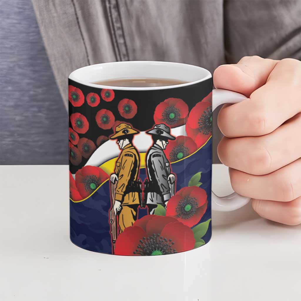 North Queensland Cowboys ANZAC Personalised Ceramic Mug Lest We Forget Poppy Camo