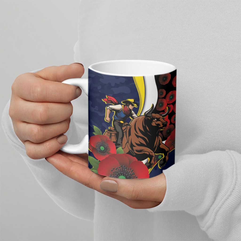 North Queensland Cowboys ANZAC Personalised Ceramic Mug Lest We Forget Poppy Camo