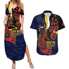 North Queensland Cowboys ANZAC Personalised Couples Matching Summer Maxi Dress and Hawaiian Shirt Lest We Forget Poppy Camo