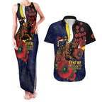 North Queensland Cowboys ANZAC Personalised Couples Matching Tank Maxi Dress and Hawaiian Shirt Lest We Forget Poppy Camo