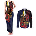 North Queensland Cowboys ANZAC Personalised Couples Matching Tank Maxi Dress and Long Sleeve Button Shirt Lest We Forget Poppy Camo