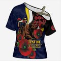 North Queensland Cowboys ANZAC Personalised Cross Shoulder Shirt Lest We Forget Poppy Camo