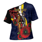 North Queensland Cowboys ANZAC Personalised Cross Shoulder Shirt Lest We Forget Poppy Camo