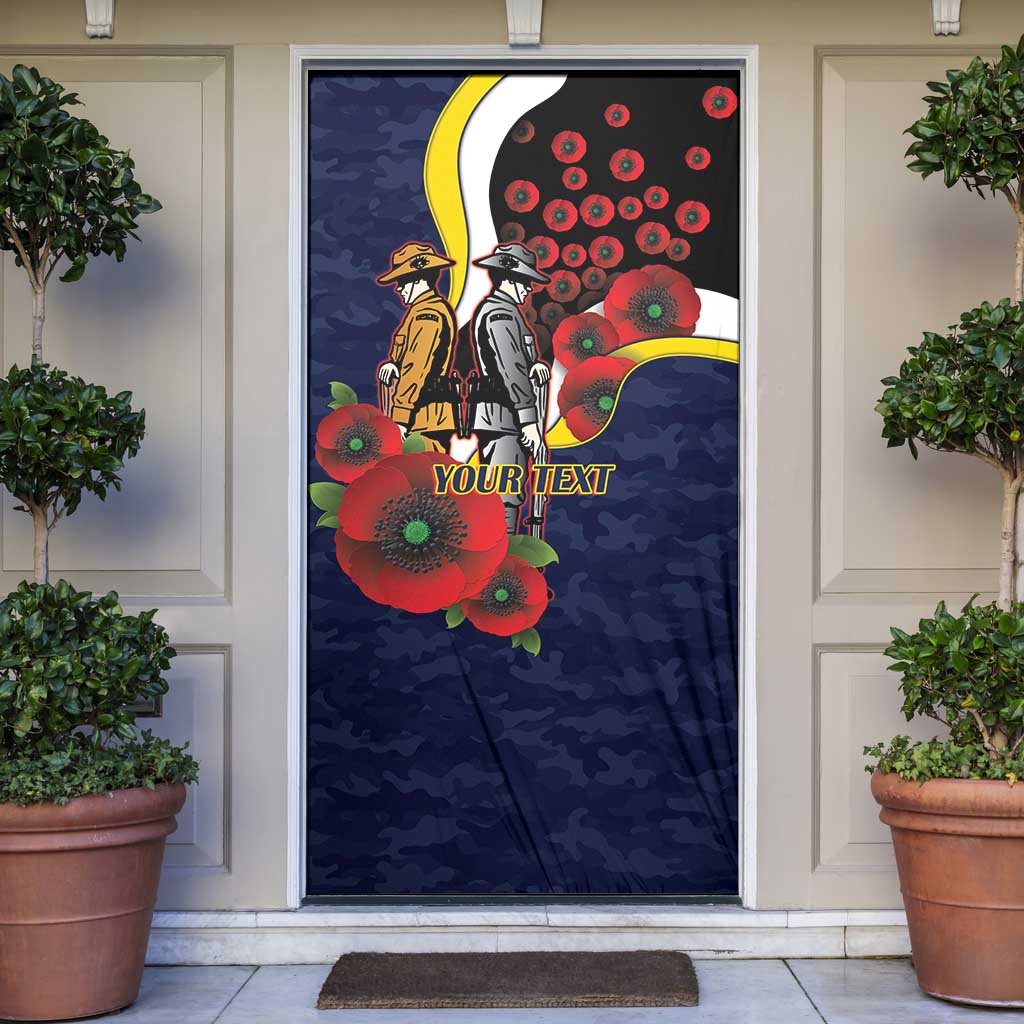 North Queensland Cowboys ANZAC Personalised Door Cover Lest We Forget Poppy Camo