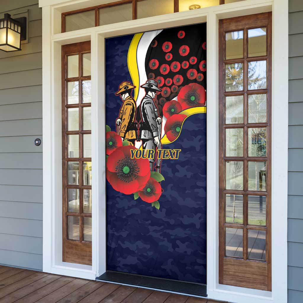 North Queensland Cowboys ANZAC Personalised Door Cover Lest We Forget Poppy Camo