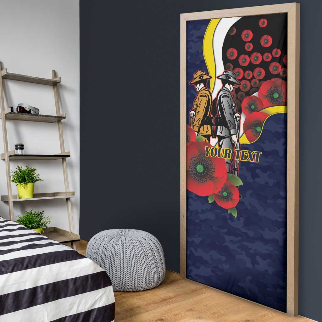North Queensland Cowboys ANZAC Personalised Door Cover Lest We Forget Poppy Camo
