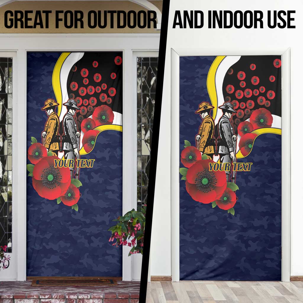 North Queensland Cowboys ANZAC Personalised Door Cover Lest We Forget Poppy Camo
