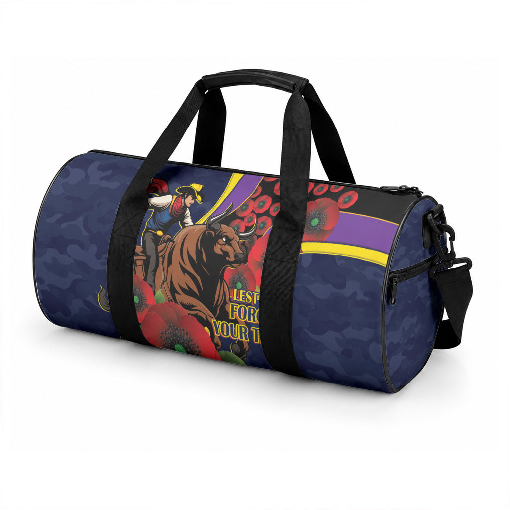 North Queensland Cowboys ANZAC Personalised Duffle Bag Lest We Forget Poppy Camo