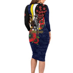 North Queensland Cowboys ANZAC Personalised Family Matching Long Sleeve Bodycon Dress and Hawaiian Shirt Lest We Forget Poppy Camo