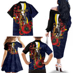 North Queensland Cowboys ANZAC Personalised Family Matching Off The Shoulder Long Sleeve Dress and Hawaiian Shirt Lest We Forget Poppy Camo