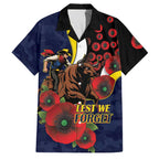 North Queensland Cowboys ANZAC Personalised Family Matching Off The Shoulder Long Sleeve Dress and Hawaiian Shirt Lest We Forget Poppy Camo