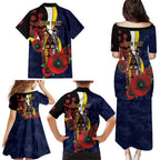 North Queensland Cowboys ANZAC Personalised Family Matching Puletasi and Hawaiian Shirt Lest We Forget Poppy Camo
