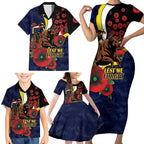 North Queensland Cowboys ANZAC Personalised Family Matching Short Sleeve Bodycon Dress and Hawaiian Shirt Lest We Forget Poppy Camo