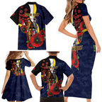 North Queensland Cowboys ANZAC Personalised Family Matching Short Sleeve Bodycon Dress and Hawaiian Shirt Lest We Forget Poppy Camo