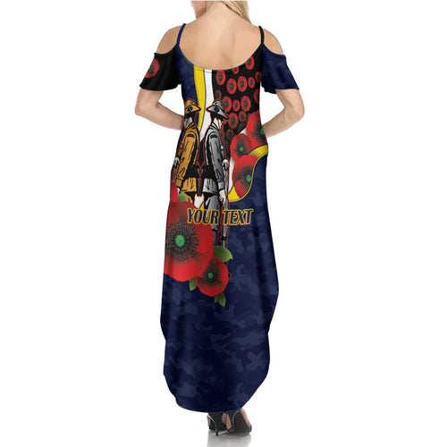 North Queensland Cowboys ANZAC Personalised Family Matching Summer Maxi Dress and Hawaiian Shirt Lest We Forget Poppy Camo