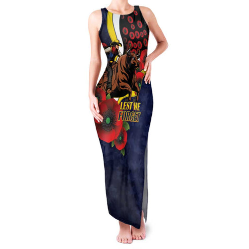 North Queensland Cowboys ANZAC Personalised Family Matching Tank Maxi Dress and Hawaiian Shirt Lest We Forget Poppy Camo
