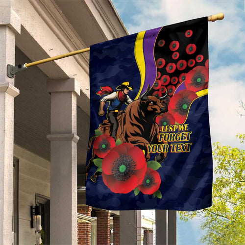North Queensland Cowboys ANZAC Personalised Garden Flag Lest We Forget Poppy Camo