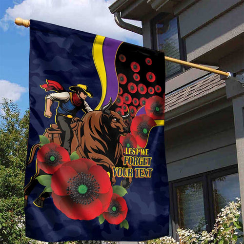 North Queensland Cowboys ANZAC Personalised Garden Flag Lest We Forget Poppy Camo