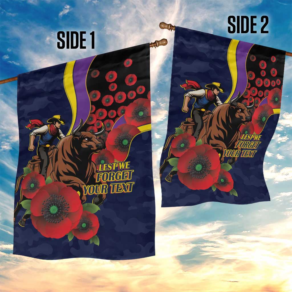 North Queensland Cowboys ANZAC Personalised Garden Flag Lest We Forget Poppy Camo