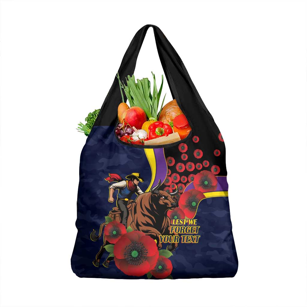 North Queensland Cowboys ANZAC Personalised Grocery Bag Lest We Forget Poppy Camo