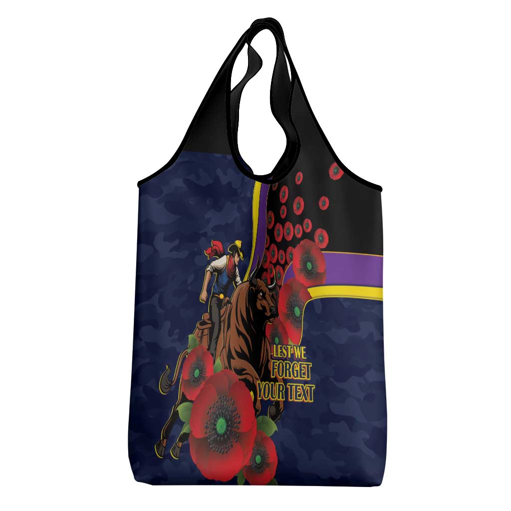 North Queensland Cowboys ANZAC Personalised Grocery Bag Lest We Forget Poppy Camo