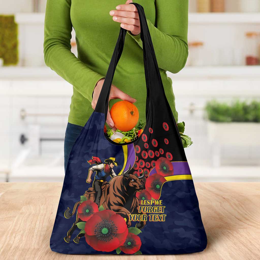 North Queensland Cowboys ANZAC Personalised Grocery Bag Lest We Forget Poppy Camo