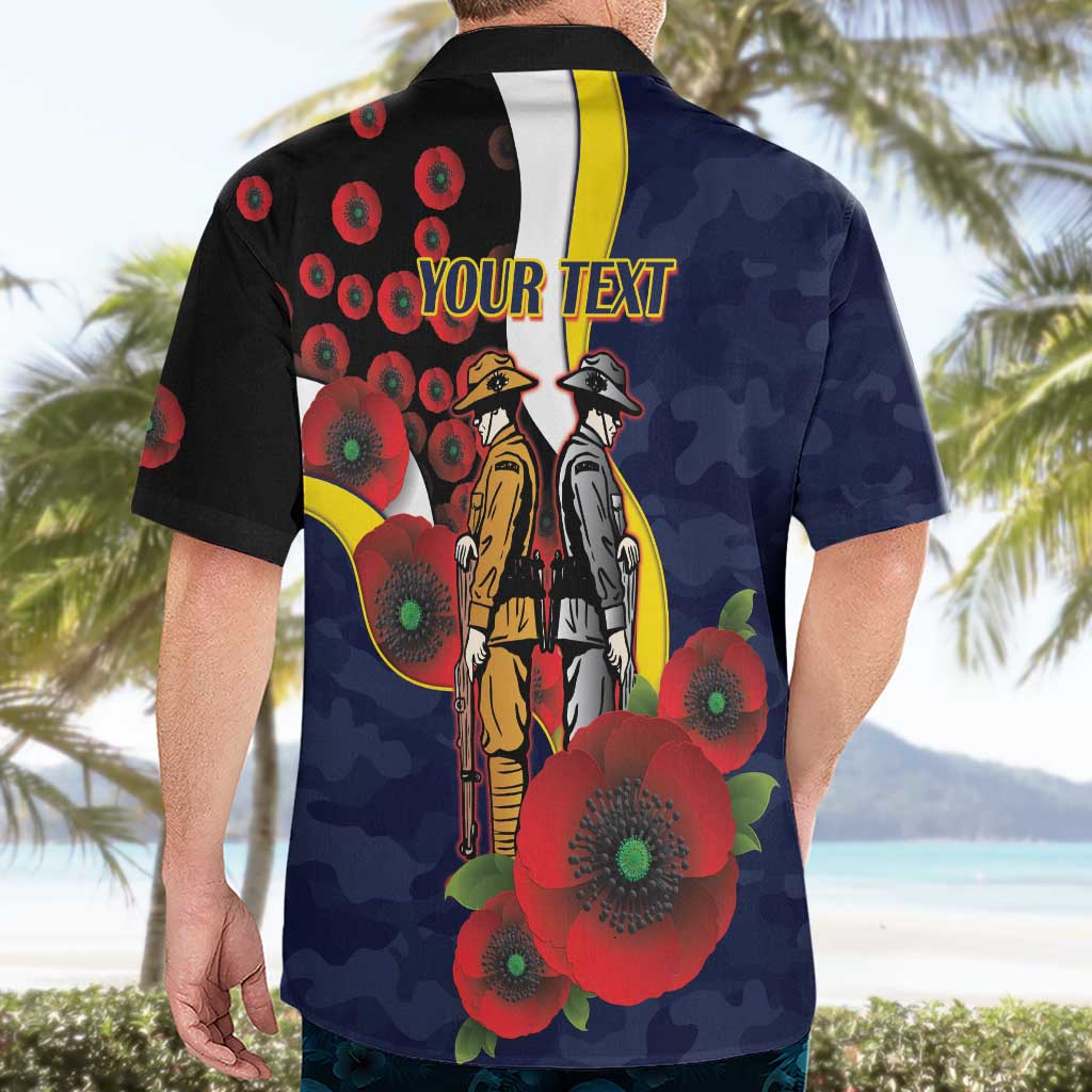 North Queensland Cowboys ANZAC Personalised Hawaiian Shirt Lest We Forget Poppy Camo