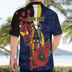 North Queensland Cowboys ANZAC Personalised Hawaiian Shirt Lest We Forget Poppy Camo