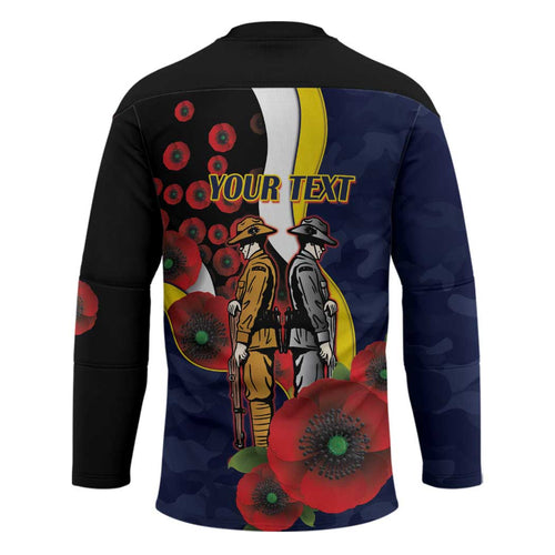 North Queensland Cowboys ANZAC Personalised Hockey Jersey Lest We Forget Poppy Camo