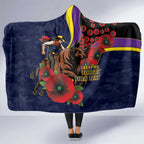 North Queensland Cowboys ANZAC Personalised Hooded Blanket Lest We Forget Poppy Camo