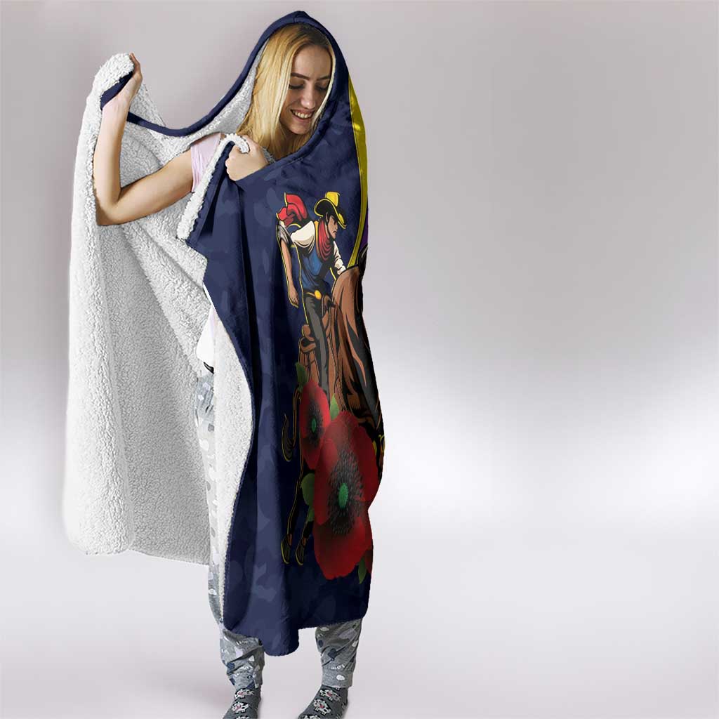 North Queensland Cowboys ANZAC Personalised Hooded Blanket Lest We Forget Poppy Camo