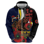 North Queensland Cowboys ANZAC Personalised Hoodie Lest We Forget Poppy Camo