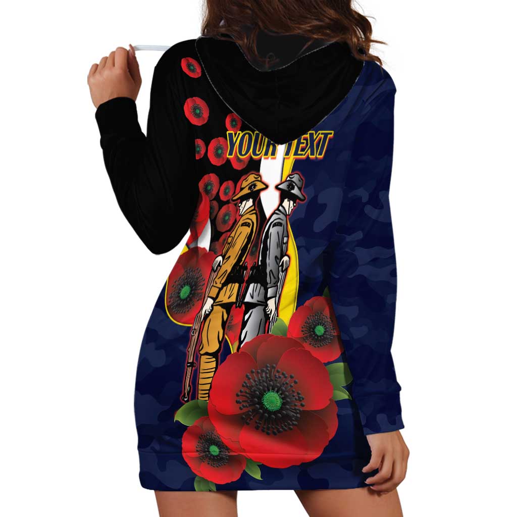 North Queensland Cowboys ANZAC Personalised Hoodie Dress Lest We Forget Poppy Camo