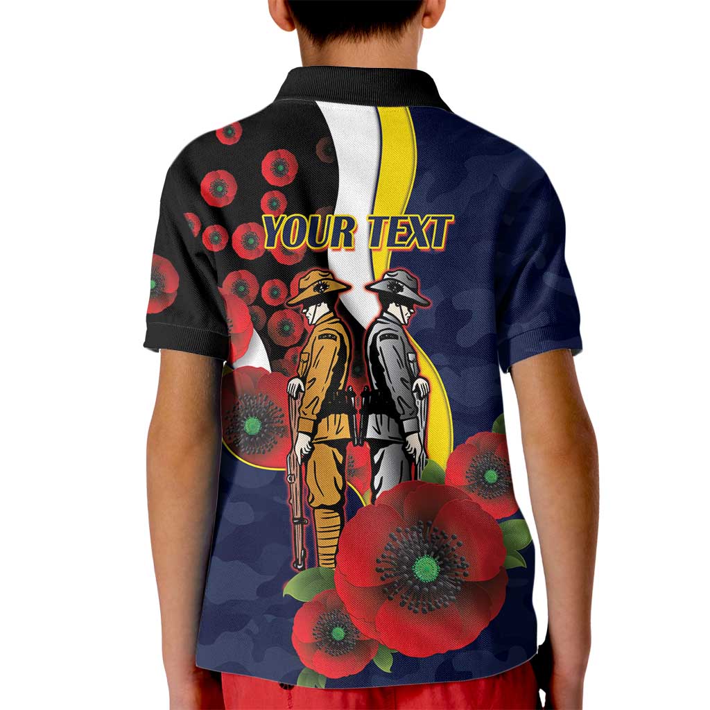 North Queensland Cowboys ANZAC Personalised Kid Polo Shirt Lest We Forget Poppy Camo
