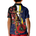 North Queensland Cowboys ANZAC Personalised Kid Polo Shirt Lest We Forget Poppy Camo