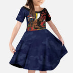North Queensland Cowboys ANZAC Personalised Kid Short Sleeve Dress Lest We Forget Poppy Camo