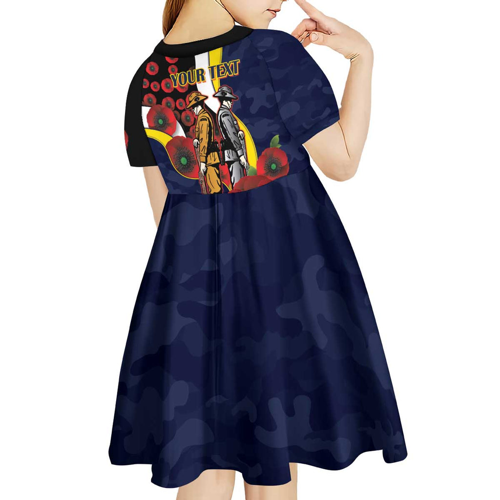 North Queensland Cowboys ANZAC Personalised Kid Short Sleeve Dress Lest We Forget Poppy Camo