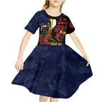 North Queensland Cowboys ANZAC Personalised Kid Short Sleeve Dress Lest We Forget Poppy Camo