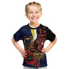 North Queensland Cowboys ANZAC Personalised Kid T Shirt Lest We Forget Poppy Camo