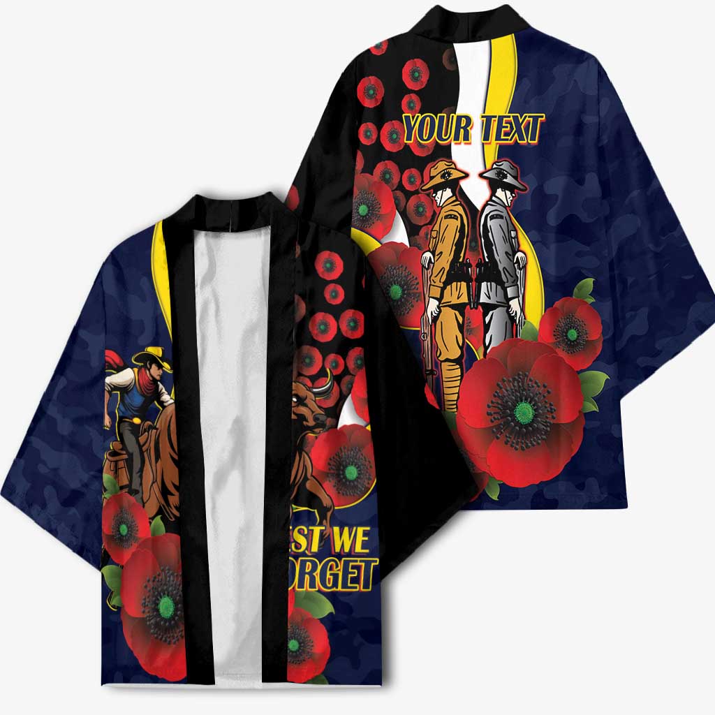 North Queensland Cowboys ANZAC Personalised Kimono Lest We Forget Poppy Camo