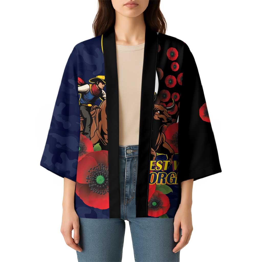 North Queensland Cowboys ANZAC Personalised Kimono Lest We Forget Poppy Camo