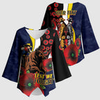 North Queensland Cowboys ANZAC Personalised Kimono Sleeve Blouse Lest We Forget Poppy Camo