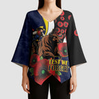 North Queensland Cowboys ANZAC Personalised Kimono Sleeve Blouse Lest We Forget Poppy Camo